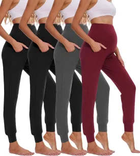 4 Pack Women's Maternity Leggings Over The Belly High Waisted Yoga Workout Pregnancy Pants Activewear for Women