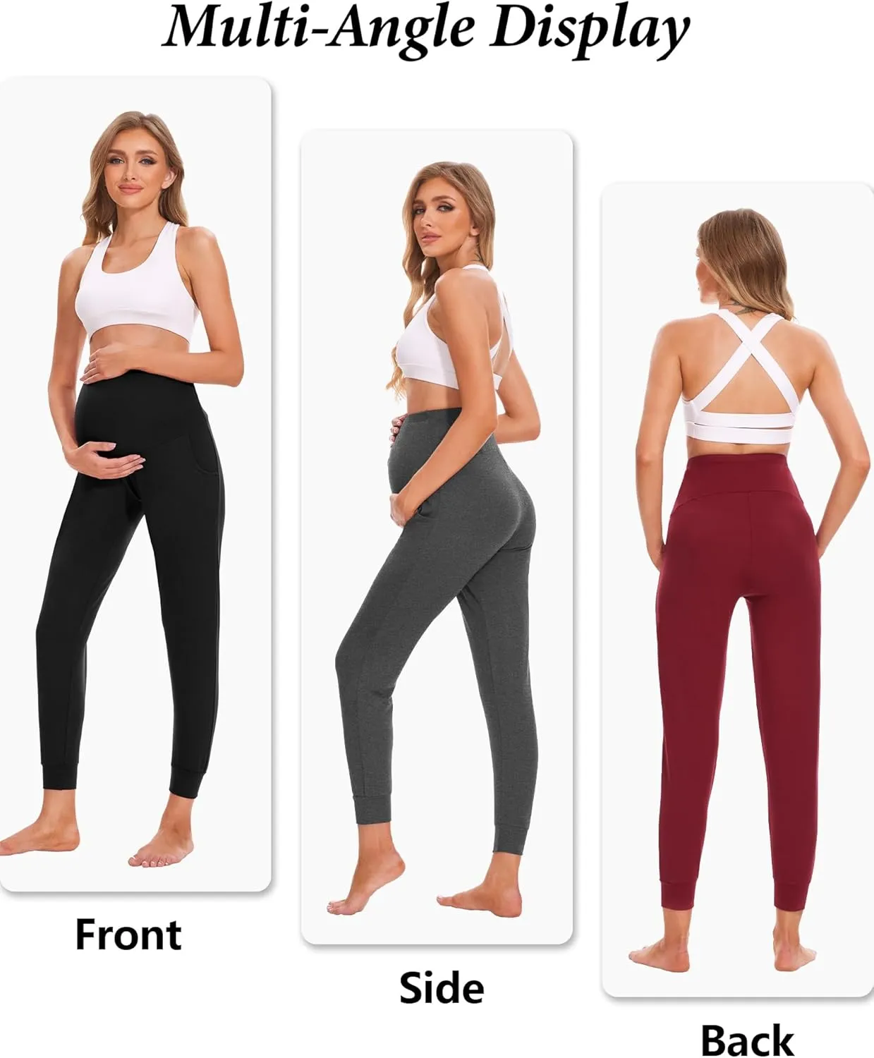 4 Pack Women's Maternity Leggings Over The Belly High Waisted Yoga Workout Pregnancy Pants Activewear for Women