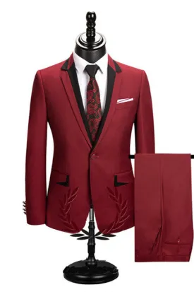 Amazing Gorgeous Red Slim Fit Notched Lapel One Button Men Suits Online