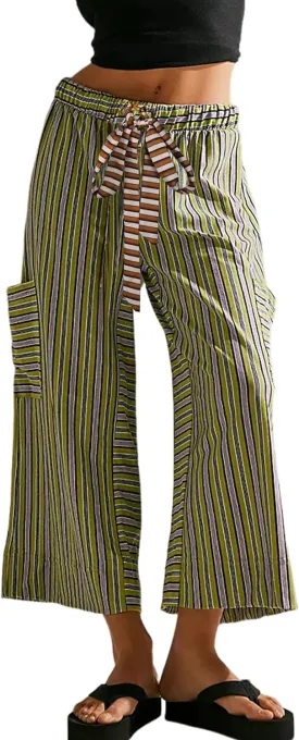 Bankeng Women Drawstring Striped Pants Loose Wide Leg Lounge Pants Casual Palazzo Pants Trousers with Pockets