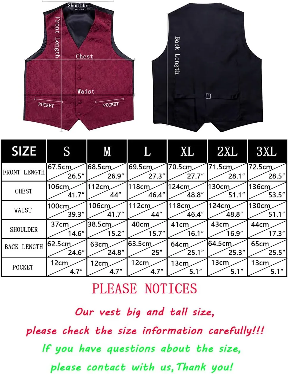 Barry.Wang Mens Paisley V-neck Suit Vest Formal/Leisure Silk Jacquard Waistcoat Tie Set 5PCS