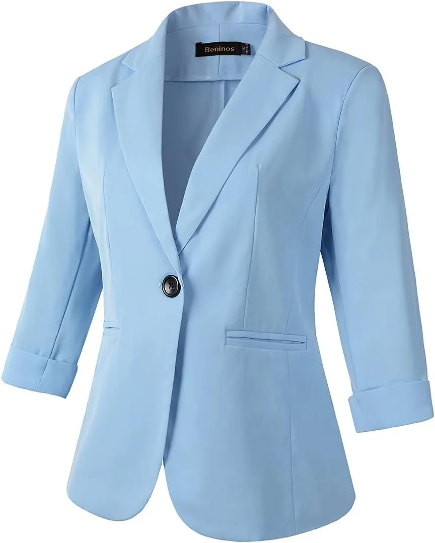 Beninos Womens 3/4 Sleeve Lightweight Office Work Suit Jacket Blazer