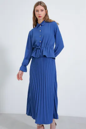 BGD Women Pleated Skirt Two-Piece Set - Indigo - Avondale
