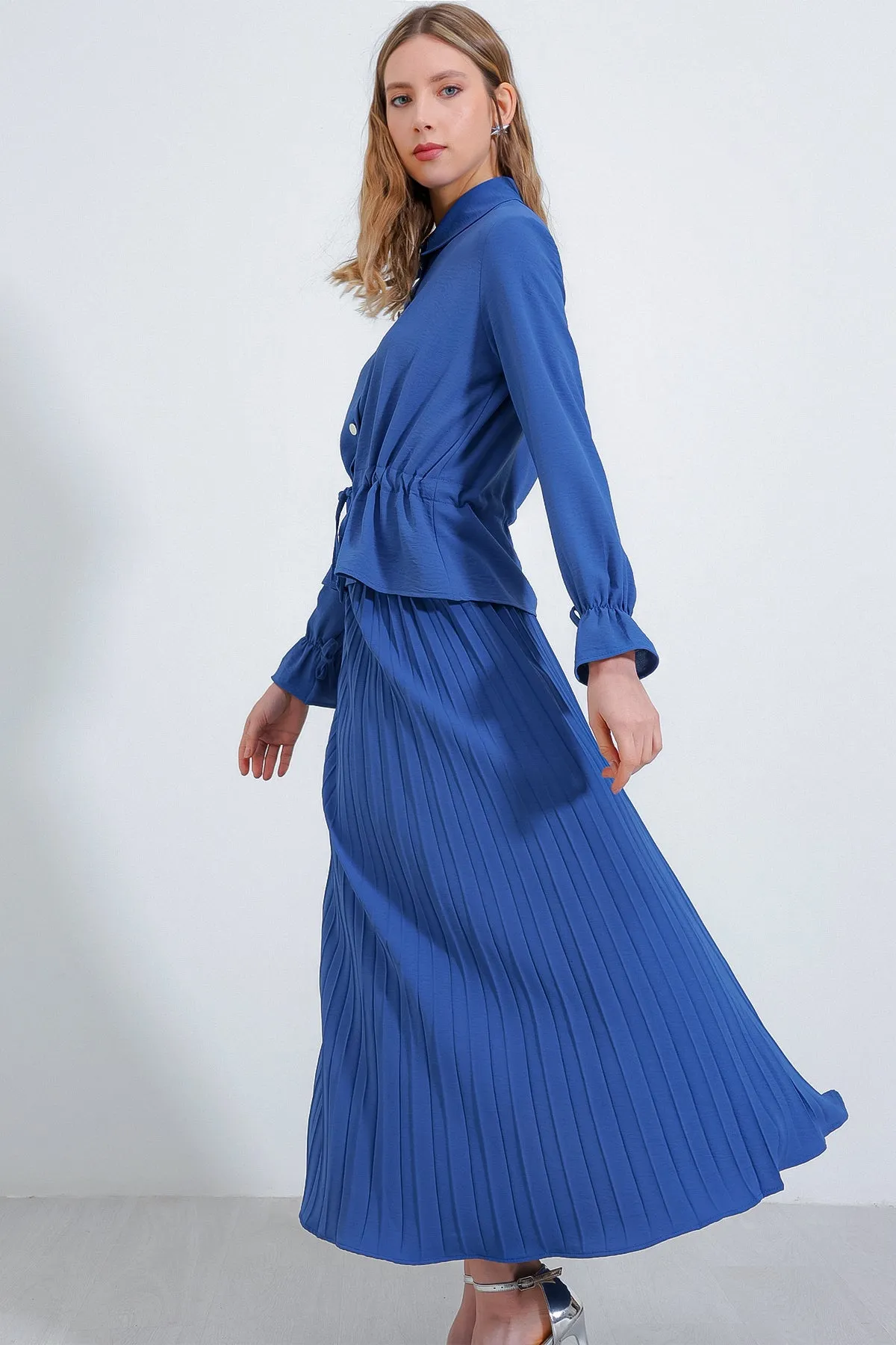 BGD Women Pleated Skirt Two-Piece Set - Indigo - Avondale