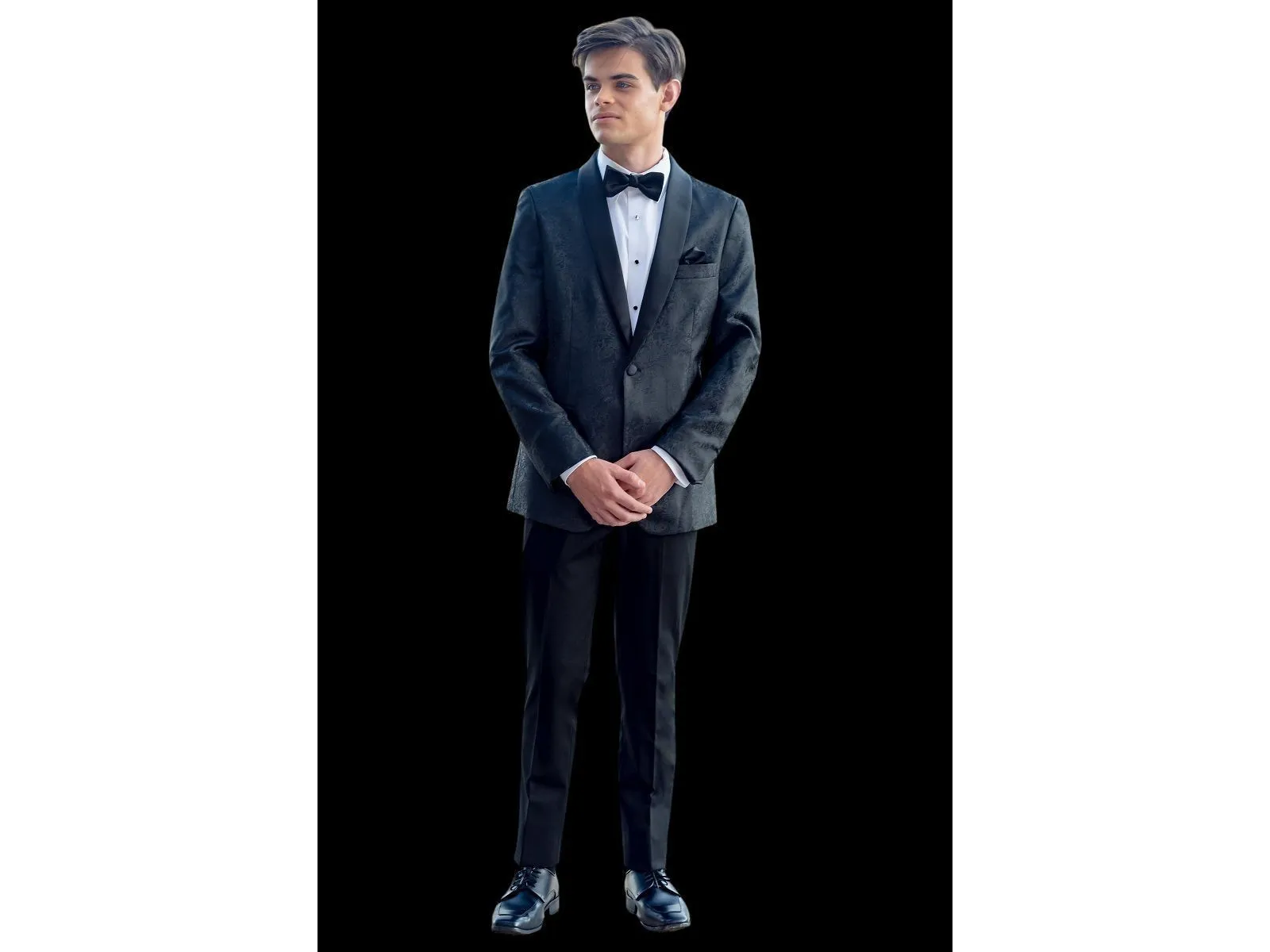 Black Tonal Aria Paisley Shawl lapel Dinner Jacket Tuxedo Rental