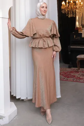 BNG Women Women's Belted Skirt Suit 2096 Camel - Clermont