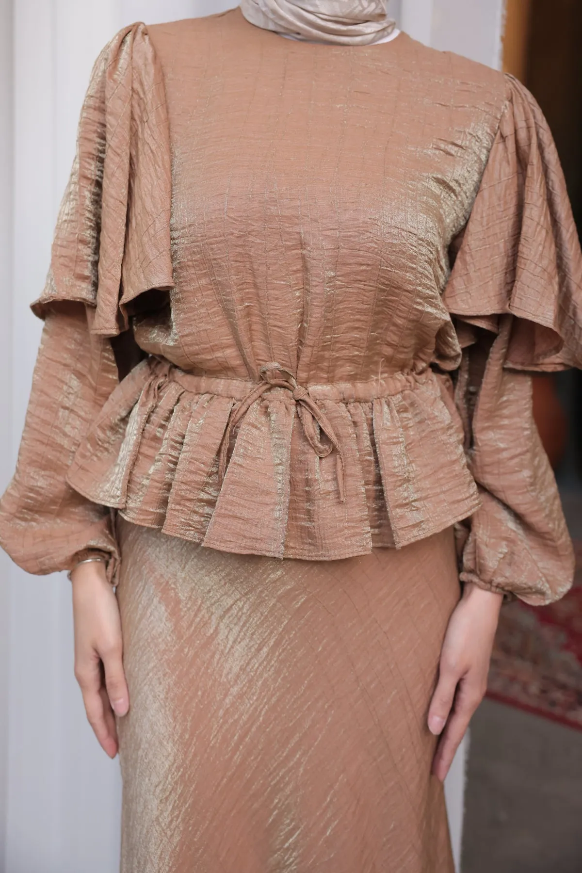BNG Women Women's Belted Skirt Suit 2096 Camel - Clermont