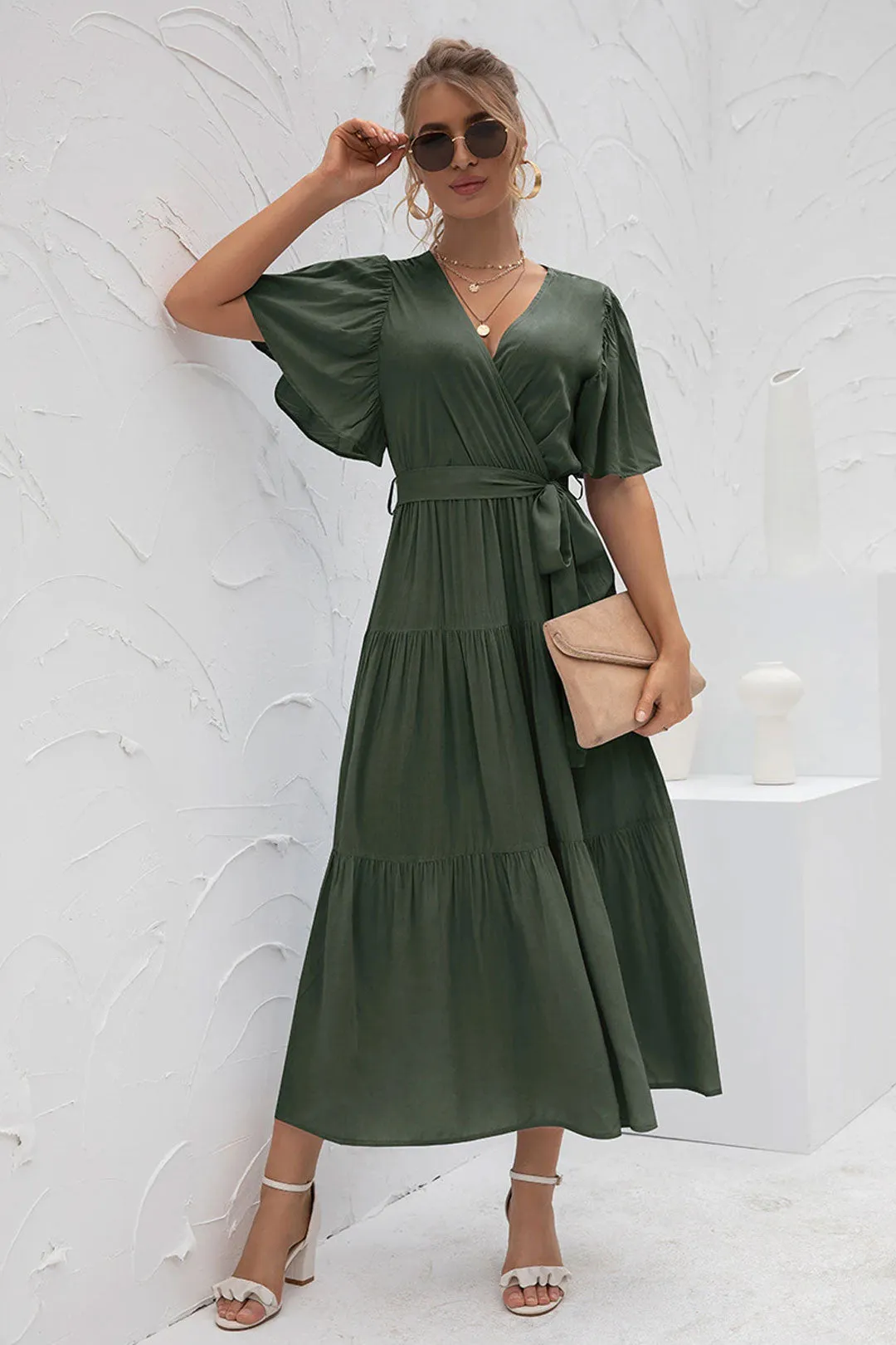 Boho Maxi Dress, Sundress, Kiara in Pine Green