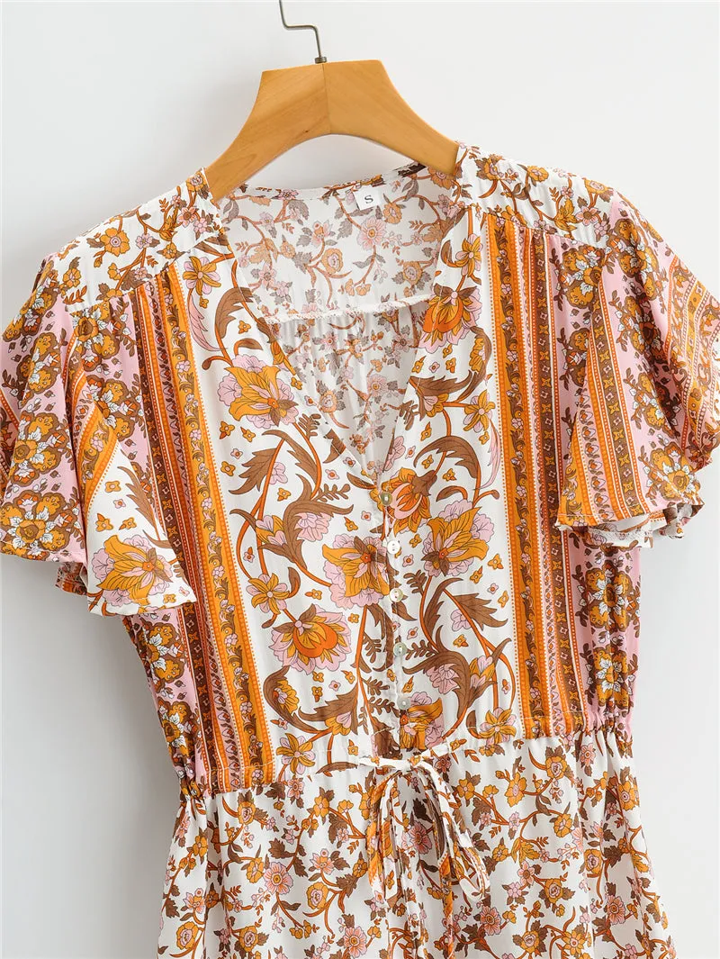 Boho Maxi Dress, Sundress, White Peanut Butter
