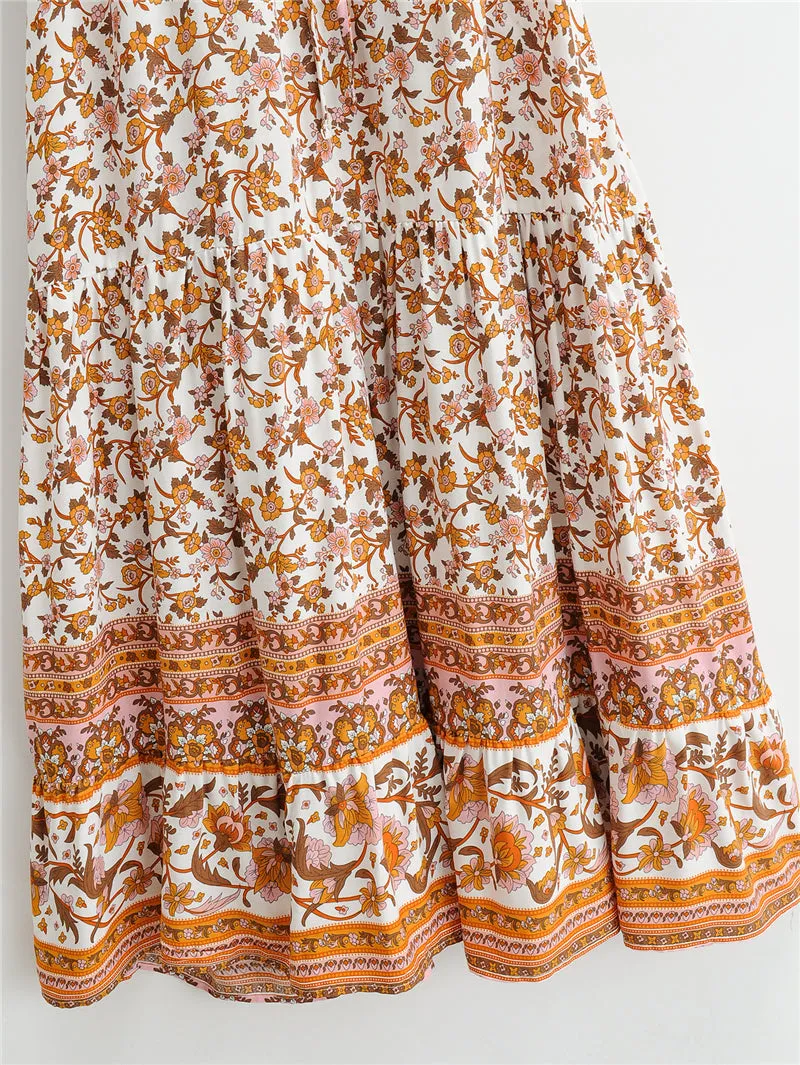 Boho Maxi Dress, Sundress, White Peanut Butter