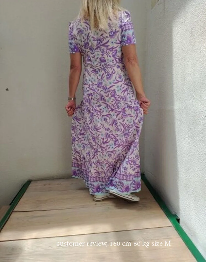 Boho Maxi Dress, Sundress, Wild Floral in Purple Lavender