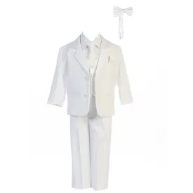 Boys White Dinner Jacket Vest Bow Tie Zipper Tie Shirt Pant Tuxedo 2T-7