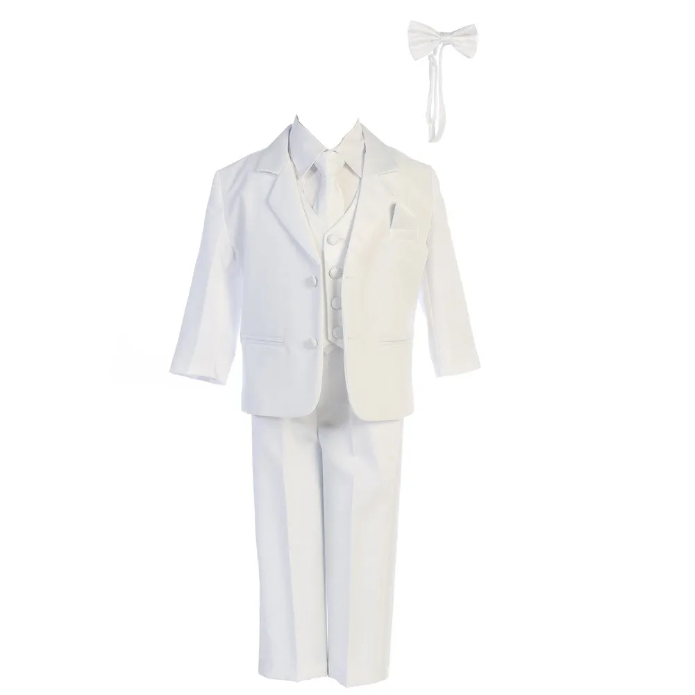 Boys White Dinner Jacket Vest Bow Tie Zipper Tie Shirt Pant Tuxedo 2T-7