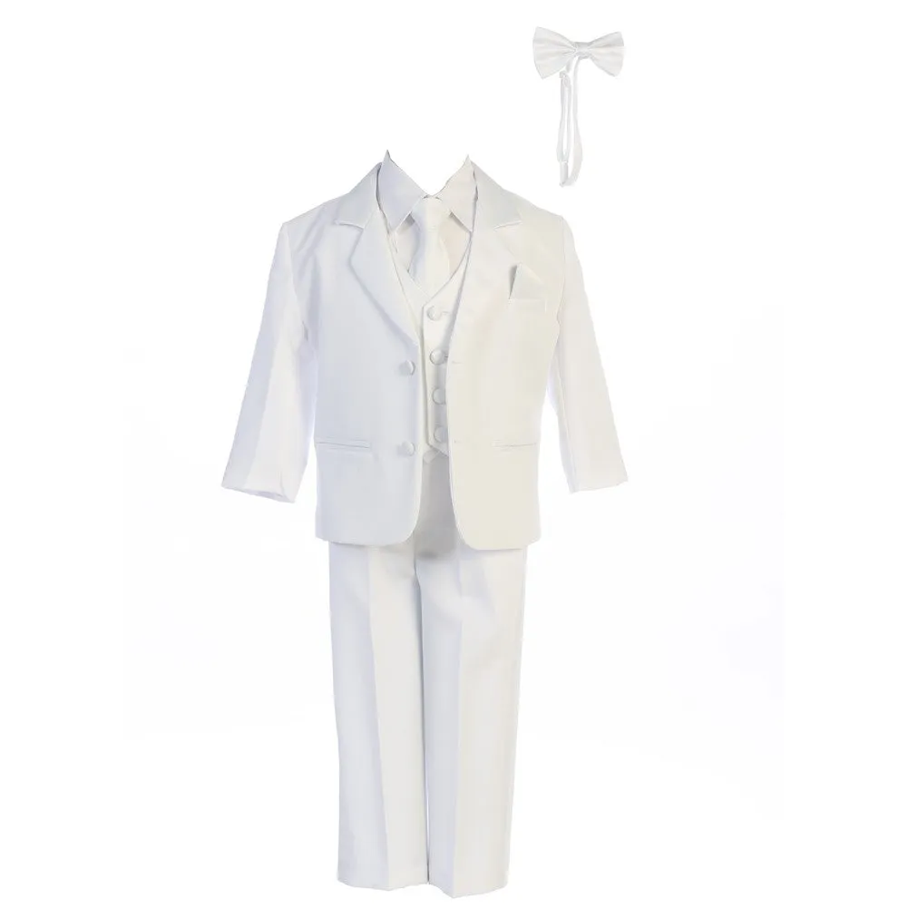Boys White Dinner Jacket Vest Bow Tie Zipper Tie Shirt Pant Tuxedo 2T-7