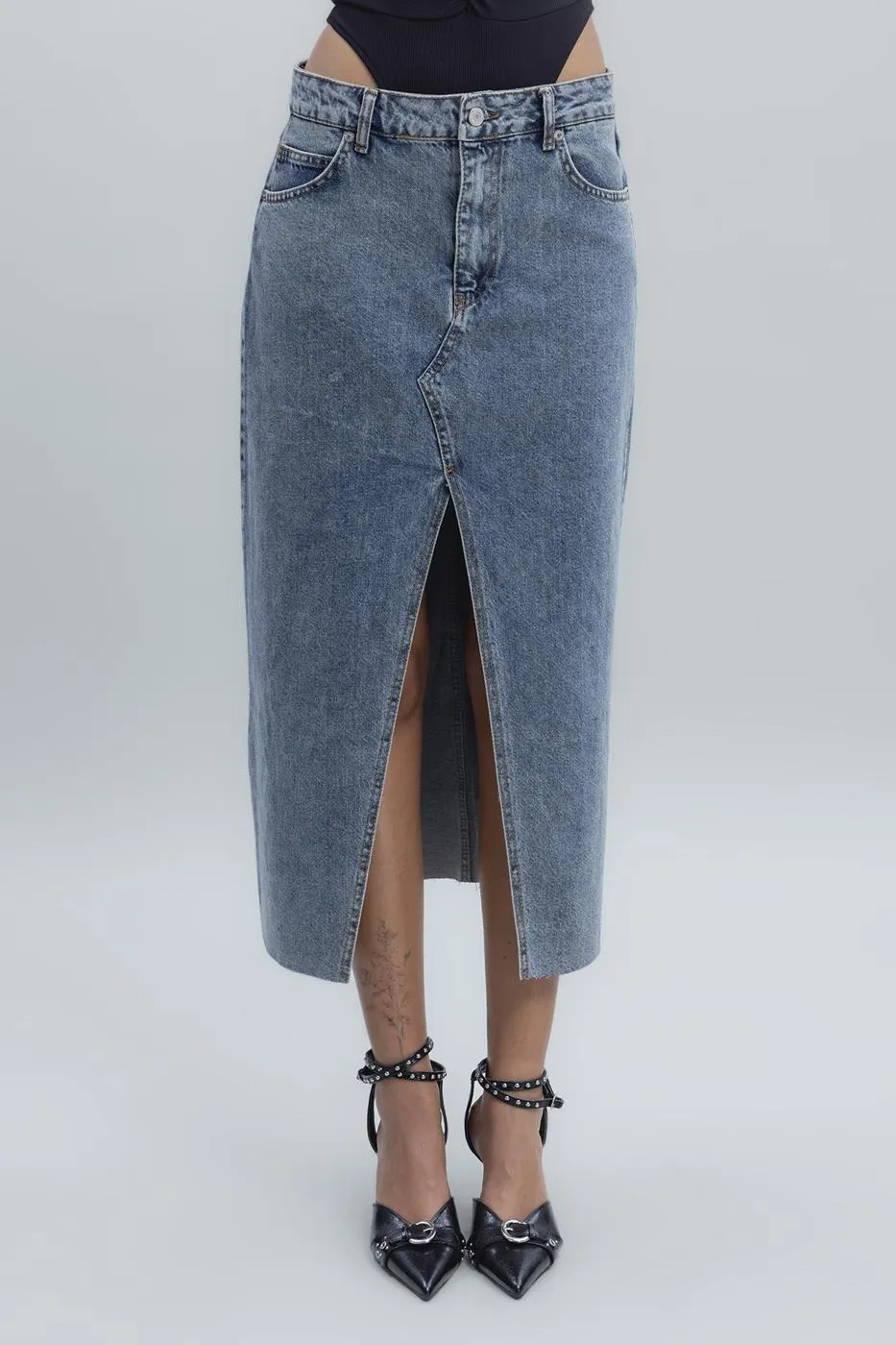 BSL Women Slit Detailed Denim Skirt - New Tecumseth