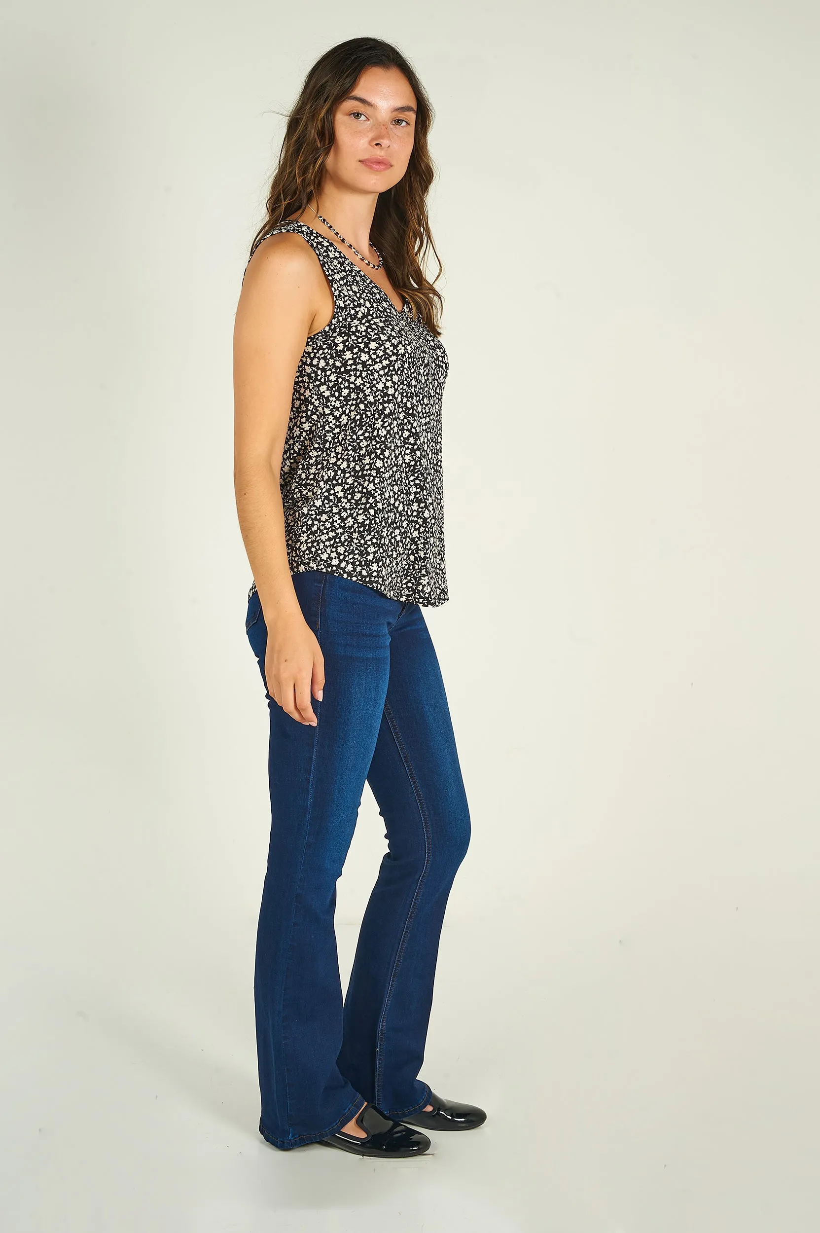 Camisole fleurie à demi-fermeture éclair - NETA-834 - (R-A2)