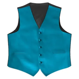 Caribbean Blue Satin Full Back Tuxedo Vest