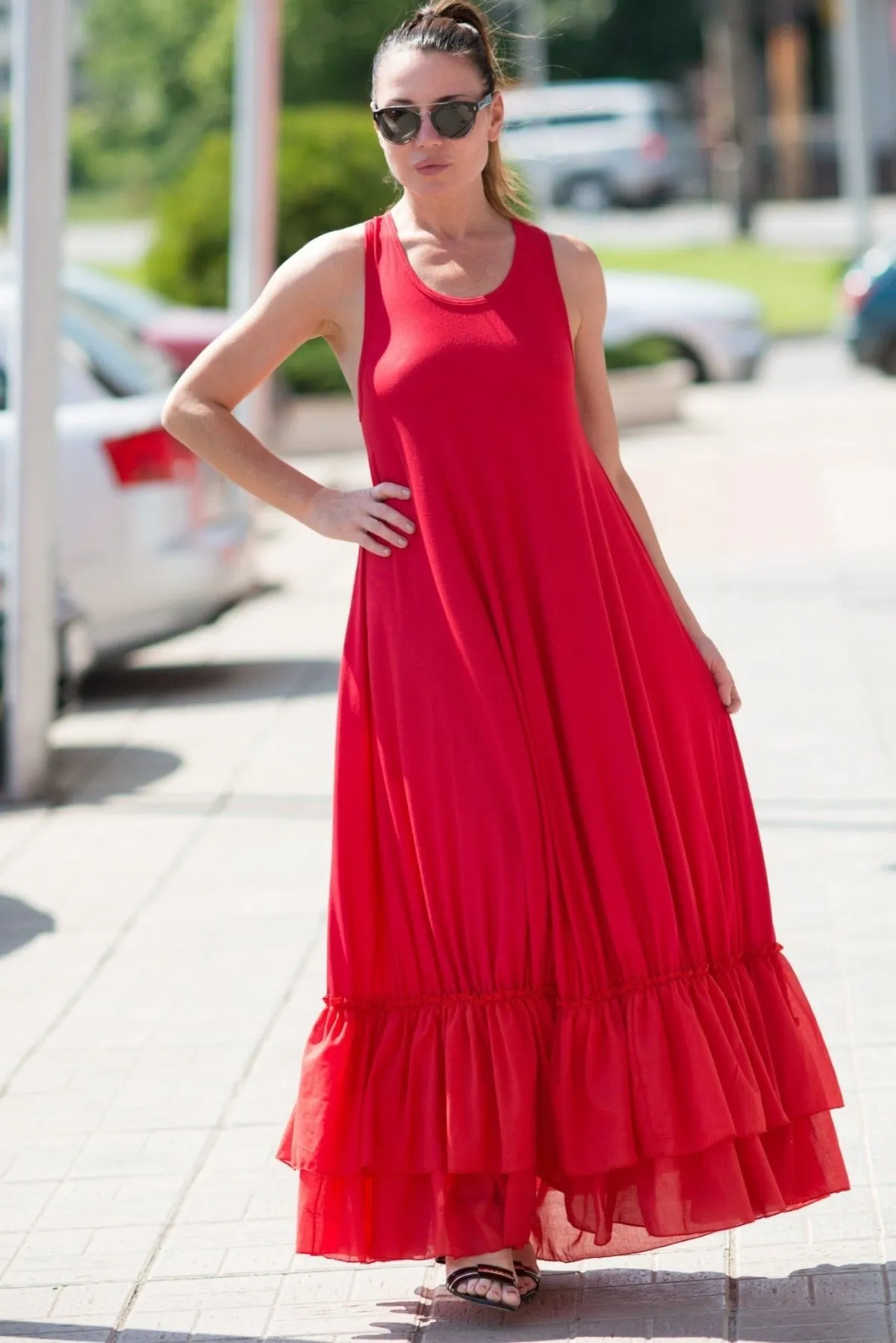 CARMEN Black Cotton Maxi Dress