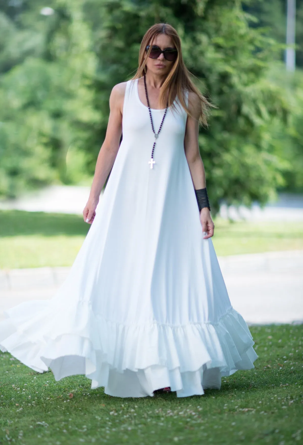 CARMEN Black Cotton Maxi Dress