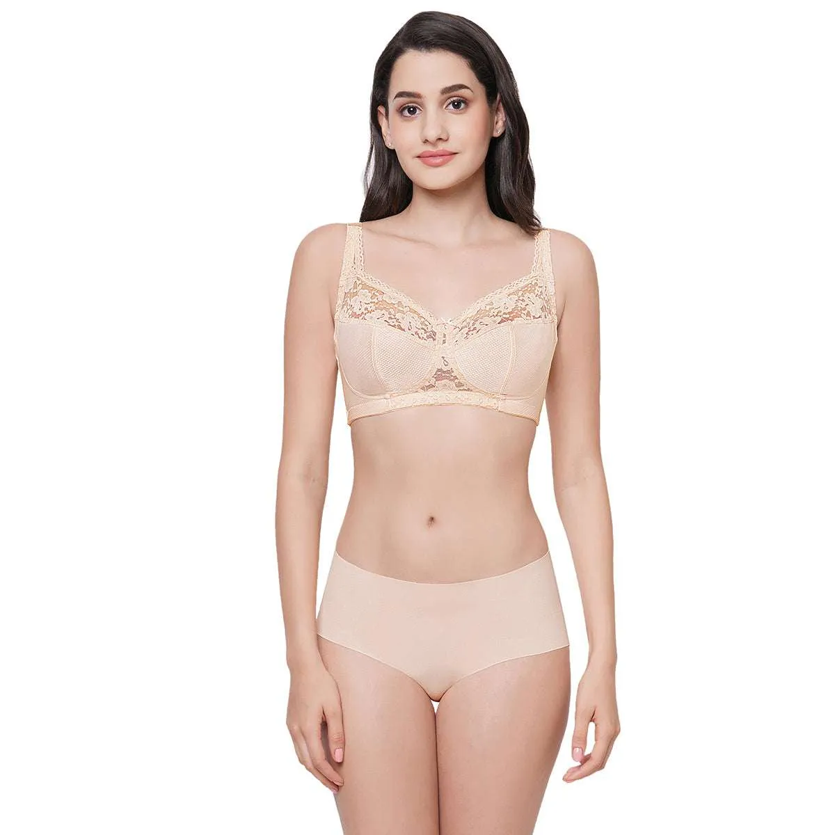 Charming Illusion Non-Padded Non-Wired Full Coverage Minimizer Plus Size Bra - Beige