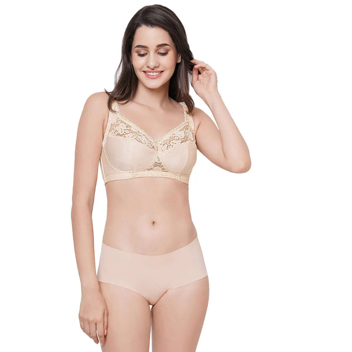 Charming Illusion Non-Padded Non-Wired Full Coverage Minimizer Plus Size Bra - Beige
