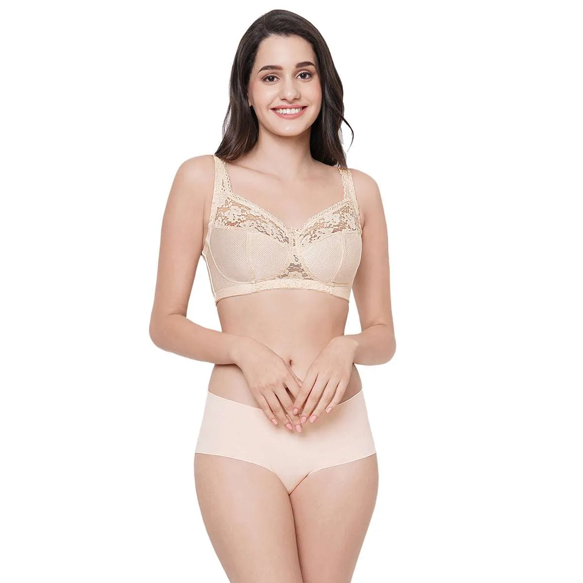 Charming Illusion Non-Padded Non-Wired Full Coverage Minimizer Plus Size Bra - Beige