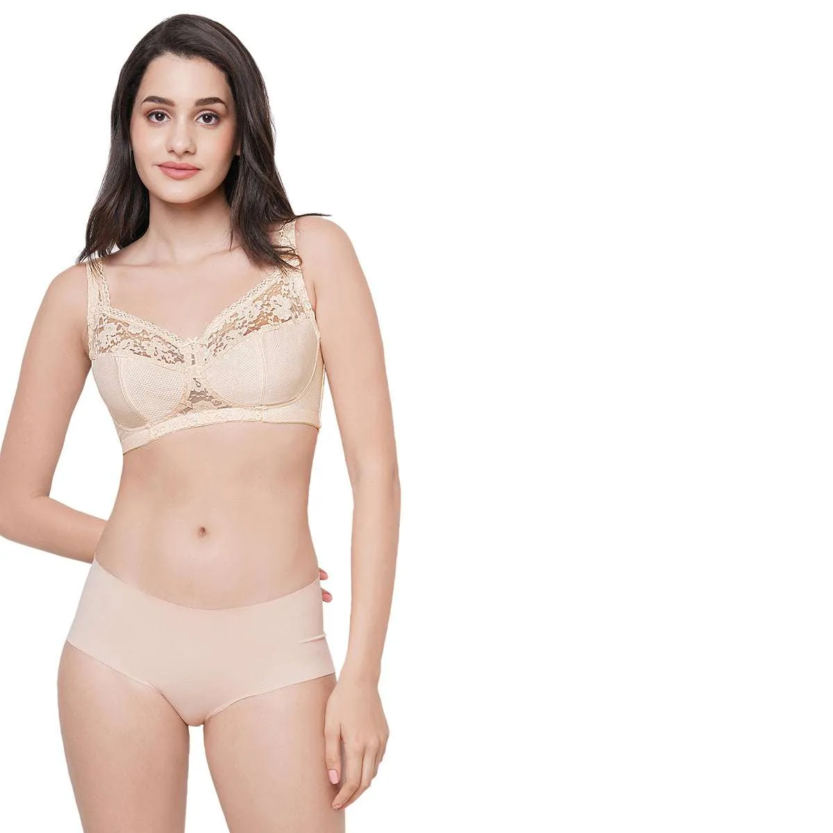 Charming Illusion Non-Padded Non-Wired Full Coverage Minimizer Plus Size Bra - Beige