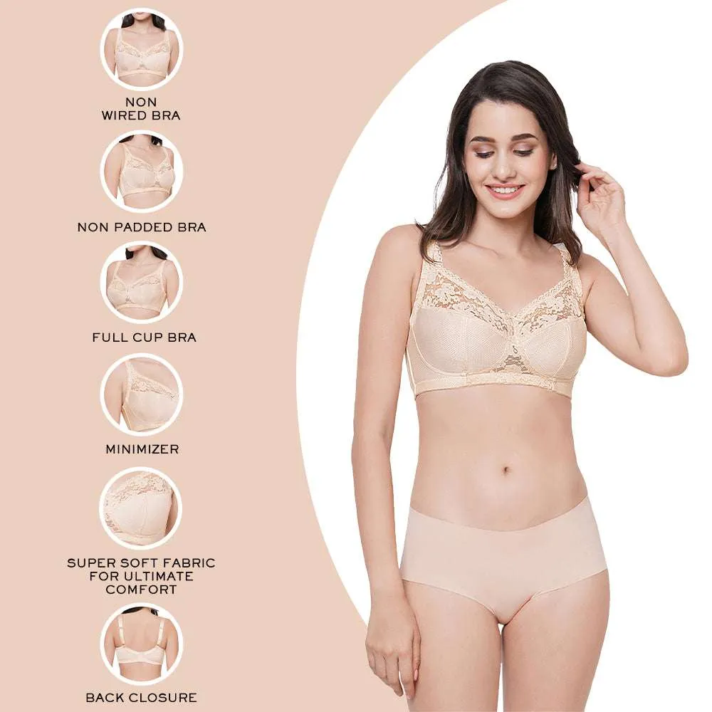 Charming Illusion Non-Padded Non-Wired Full Coverage Minimizer Plus Size Bra - Beige
