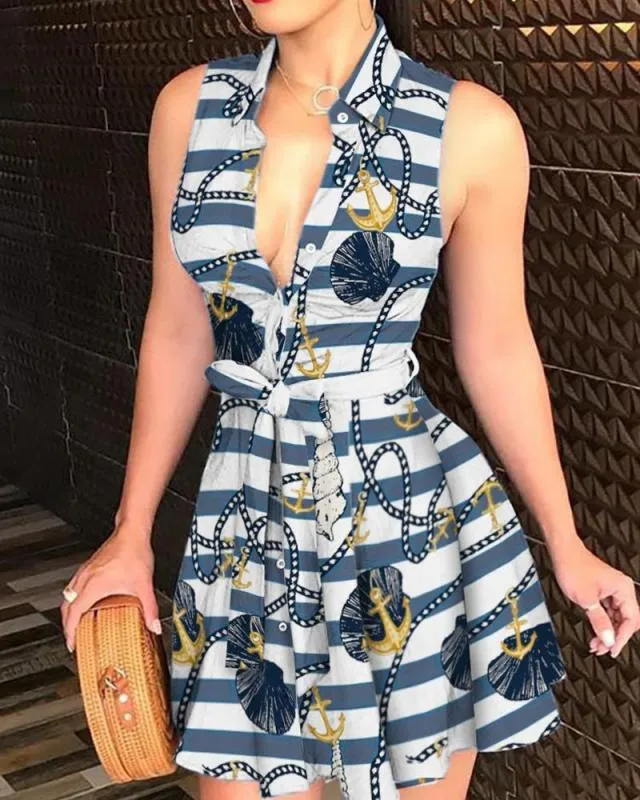 Collar Strap Basic Model Fashion Sexy Print Dress