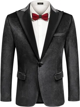 COOFANDY Mens Wedding Tuxedo Jacket Slim Fit Velvet Blazer One Button Suit Jacket for Prom Dinner Party