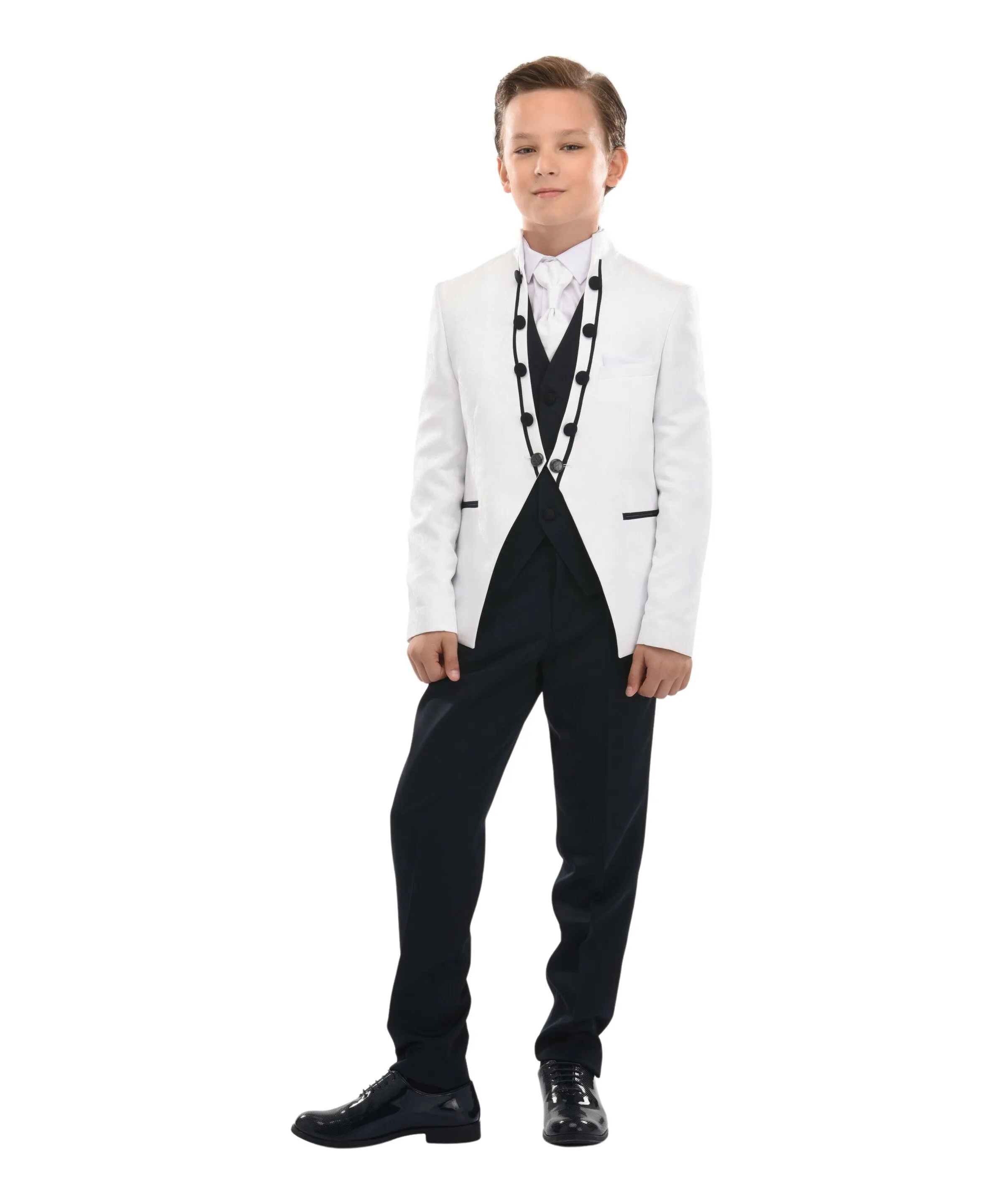 Cream 5pc Floral Embroidered Tuxedo