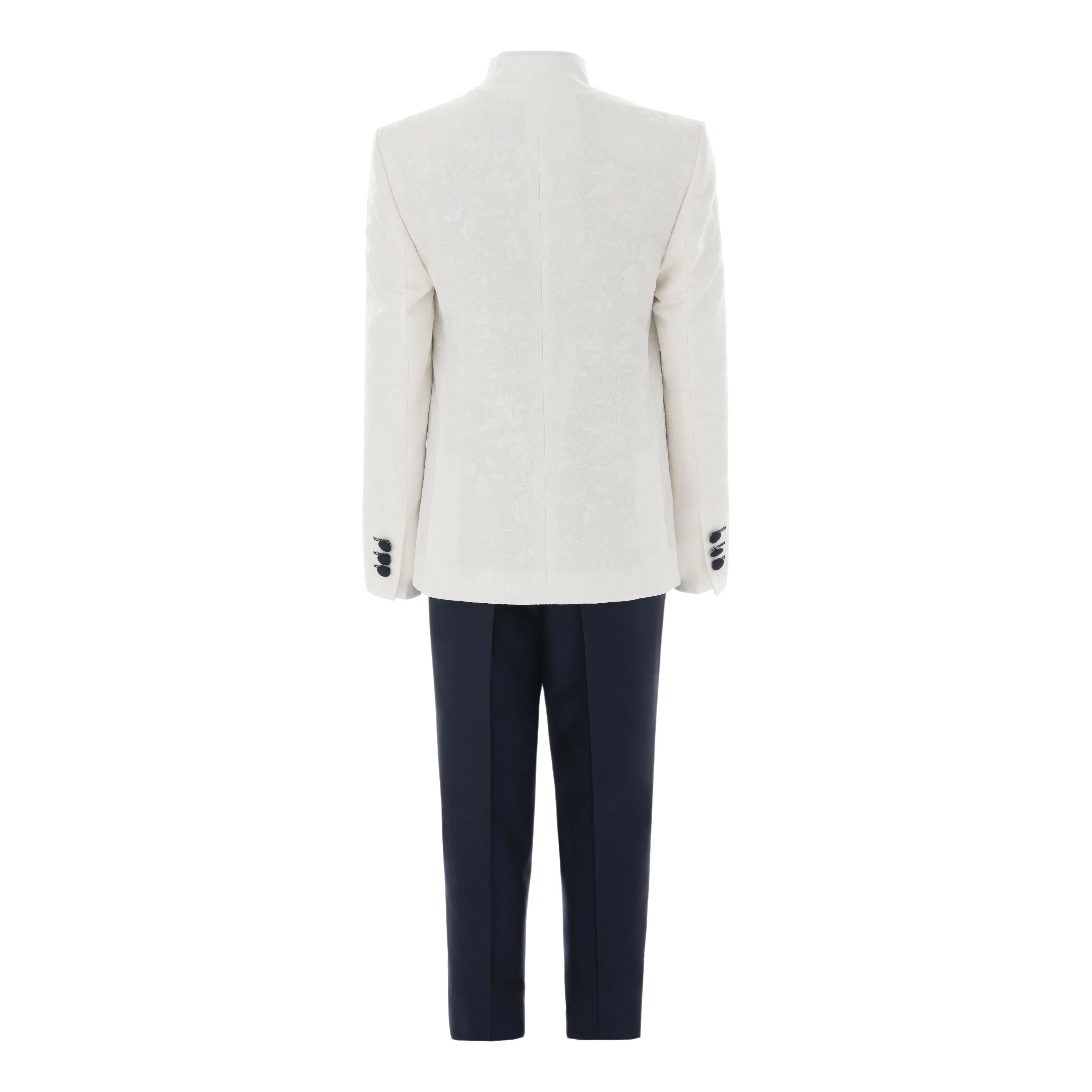Cream 5pc Floral Embroidered Tuxedo