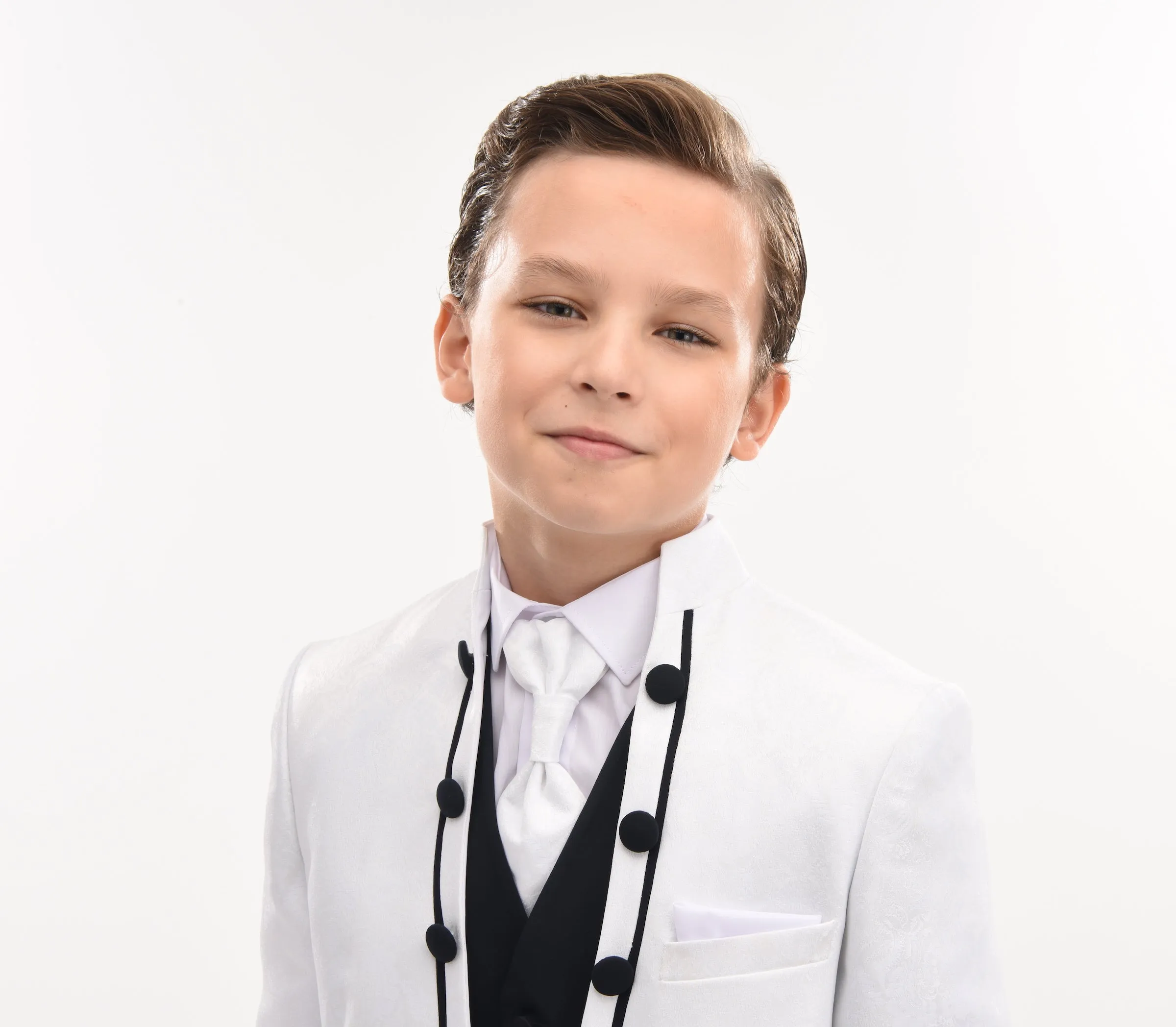 Cream 5pc Floral Embroidered Tuxedo