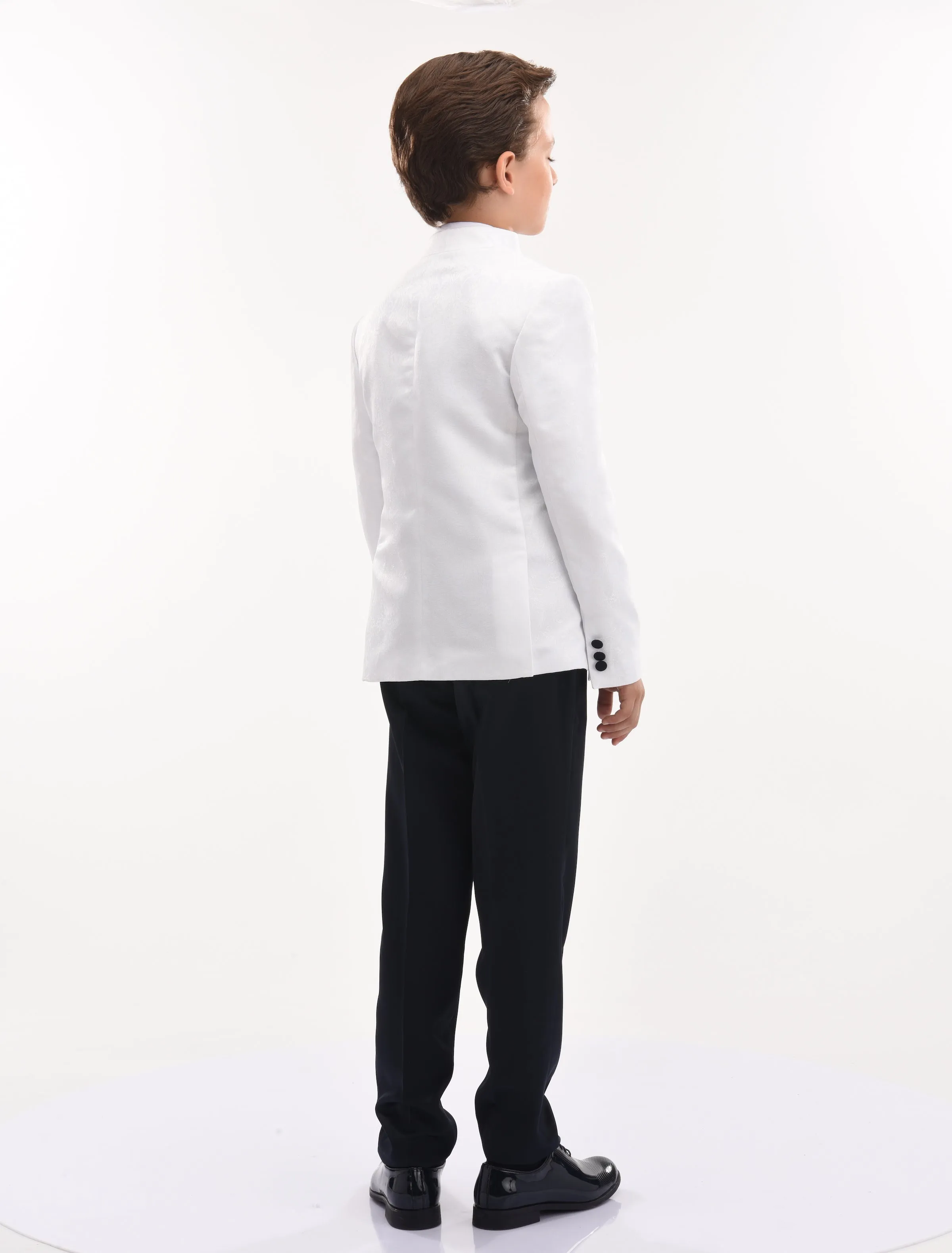 Cream 5pc Floral Embroidered Tuxedo