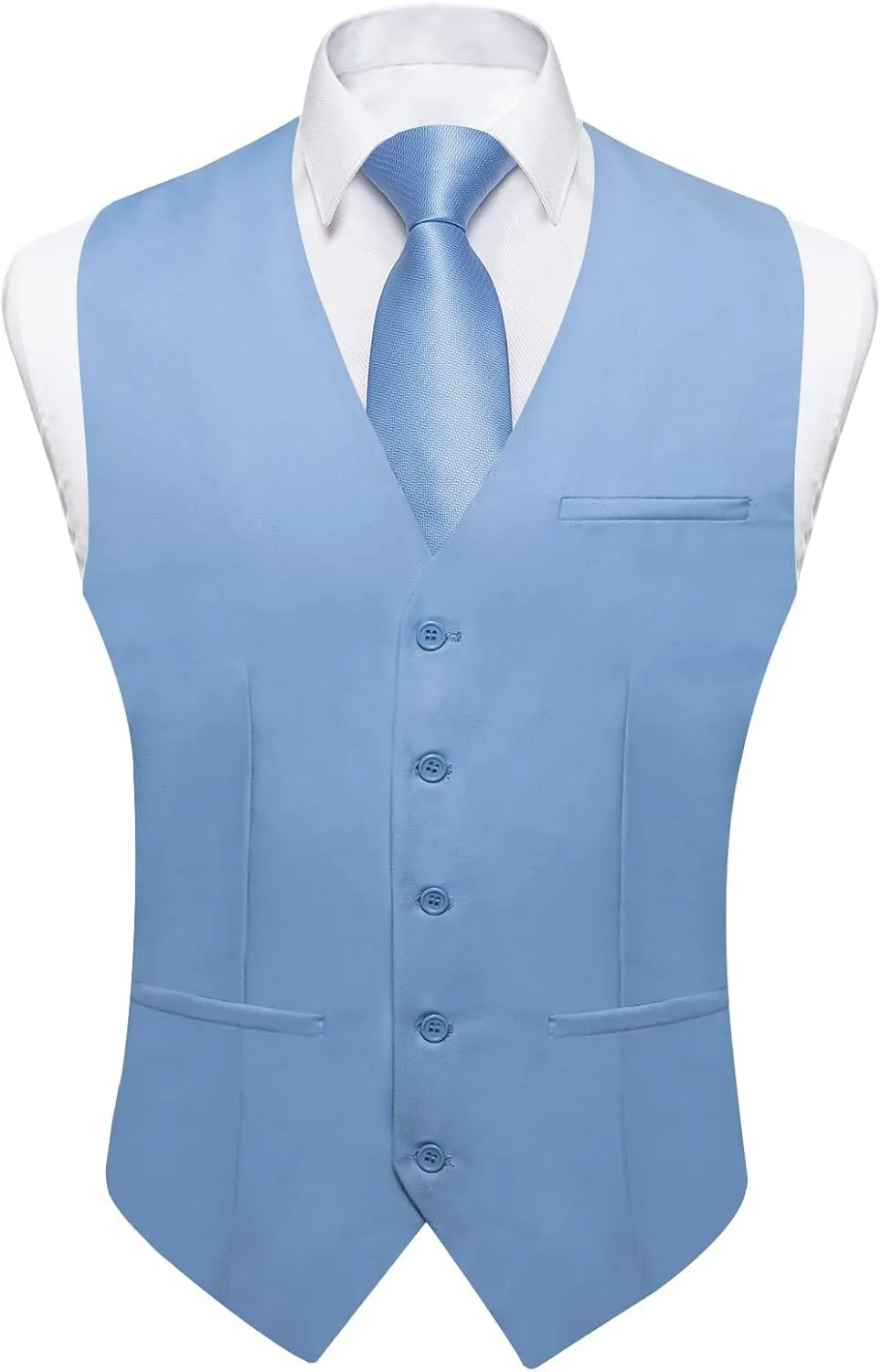 DiBanGu Men's Formal Suit Vest Solid Business Vest Slim Fit V-Neck Dress Waistcoat for Suit or Tuxedo Wedding Party