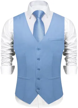 DiBanGu Men's Formal Suit Vest Solid Business Vest Slim Fit V-Neck Dress Waistcoat for Suit or Tuxedo Wedding Party