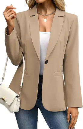 ELLEVEN Women's Blazer Business Casual Lightweight Suit - Long Sleeve Slim Fit Work Office Jacket with Pockets
