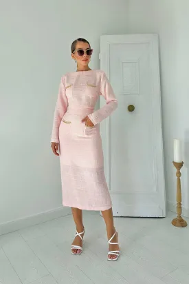ELS Pocket Chain Blouse and Skirt Set - Powder - Montclair
