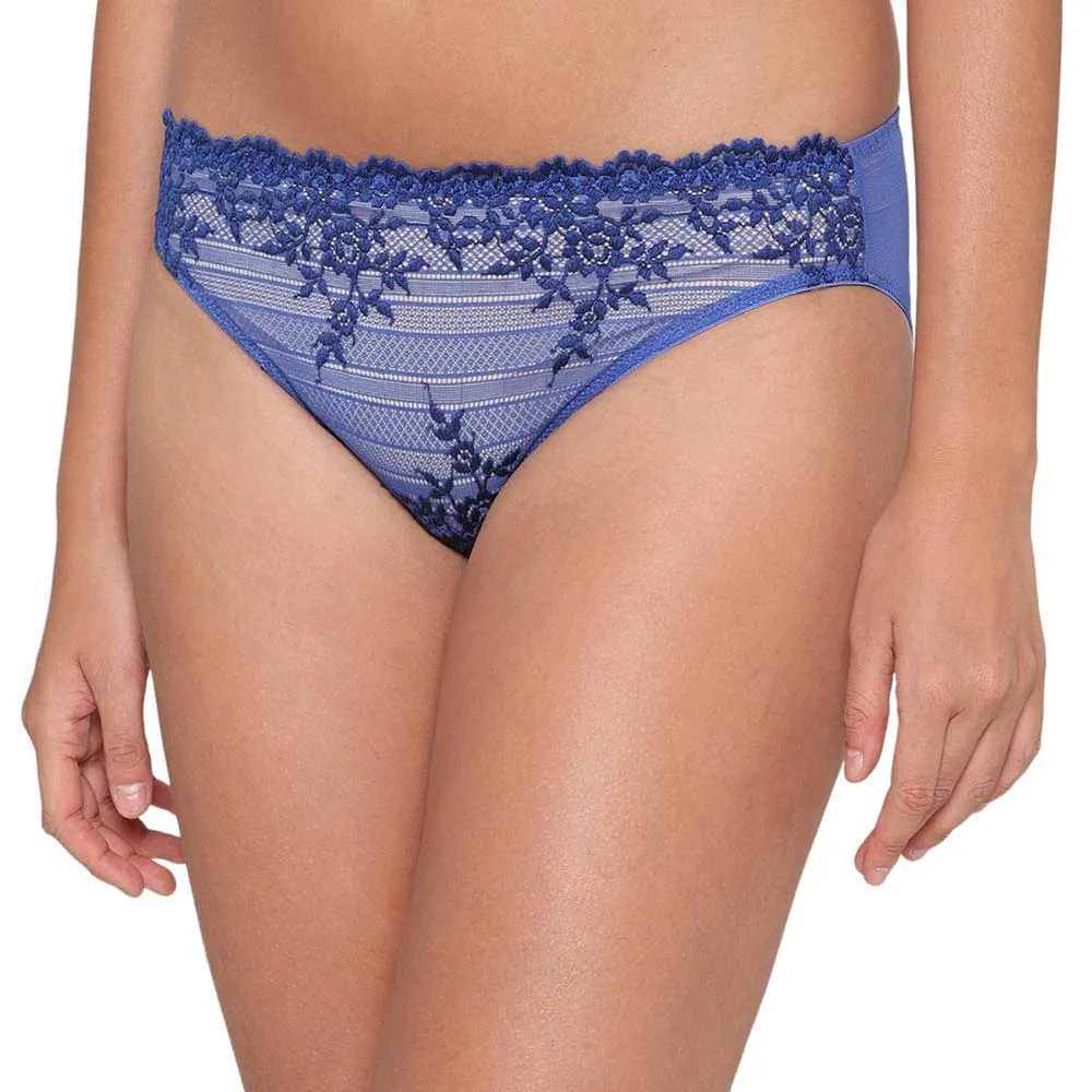 Embrace Lace Low Waist Medium Coverage Bridal Wear Lace Bikini Panty - Dark Blue