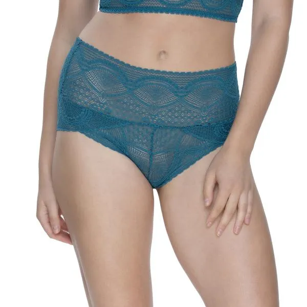 Finesse Stretchy Mock-Wrap Brief - Blue Coral -