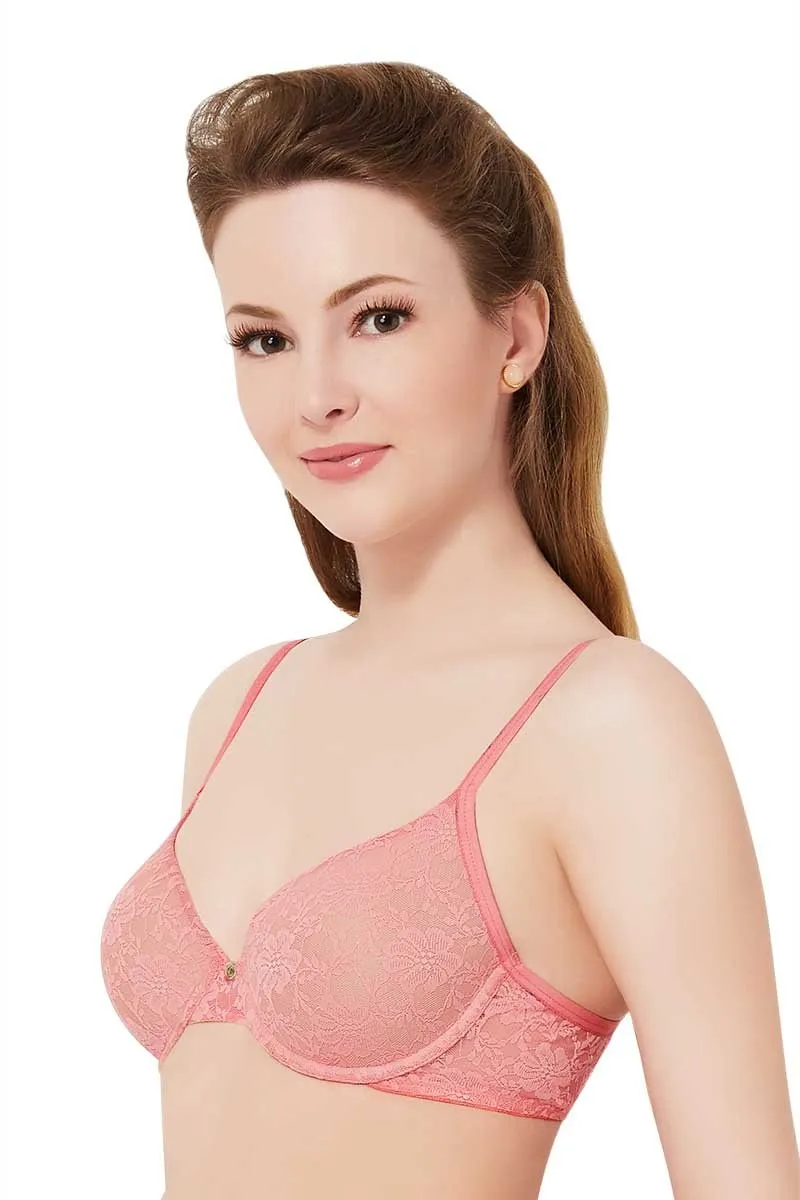 Floral Romance Padded Wired Bra - Sesame-Salmon Rose