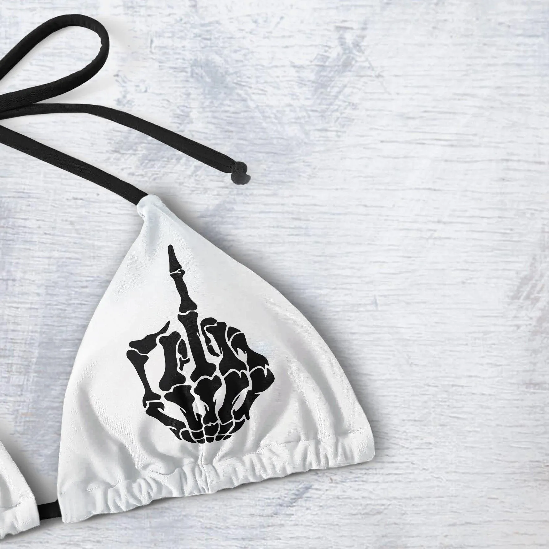 Funny Hand Skeleton Skull Art String Triangle Bikini