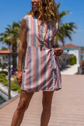 GNS Woman Pink-Lilac Linen Wrap Waist Tied Shorts Skirt Jumpsuit Bst3409 - Perinton