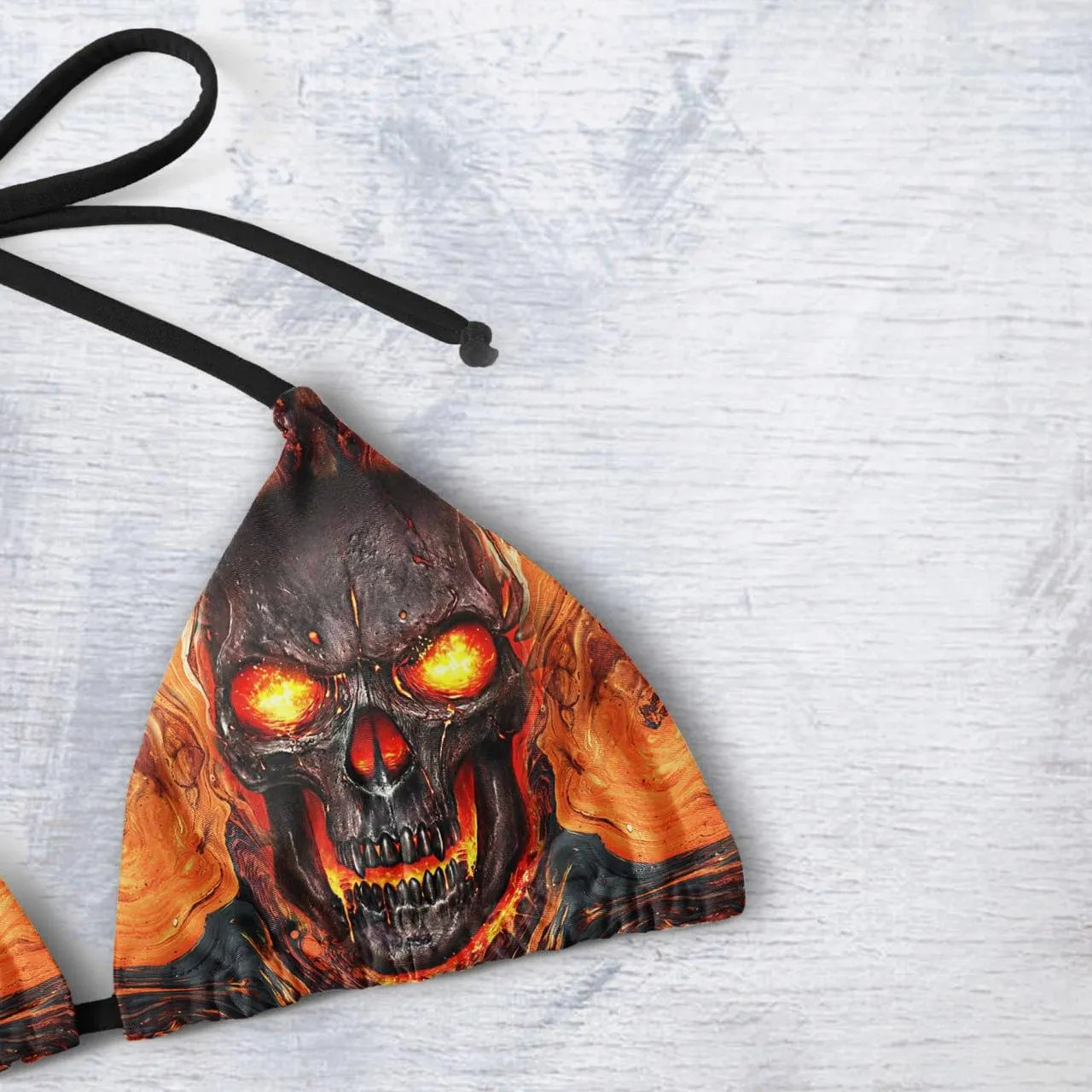 Hot Skull Gothic All Over Print Micro Triangle Bikini Swimsuit