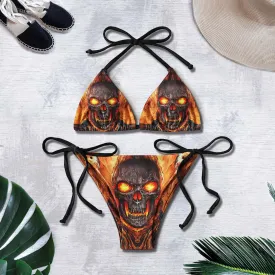 Hot Skull Gothic All Over Print Micro Triangle Bikini Swimsuit