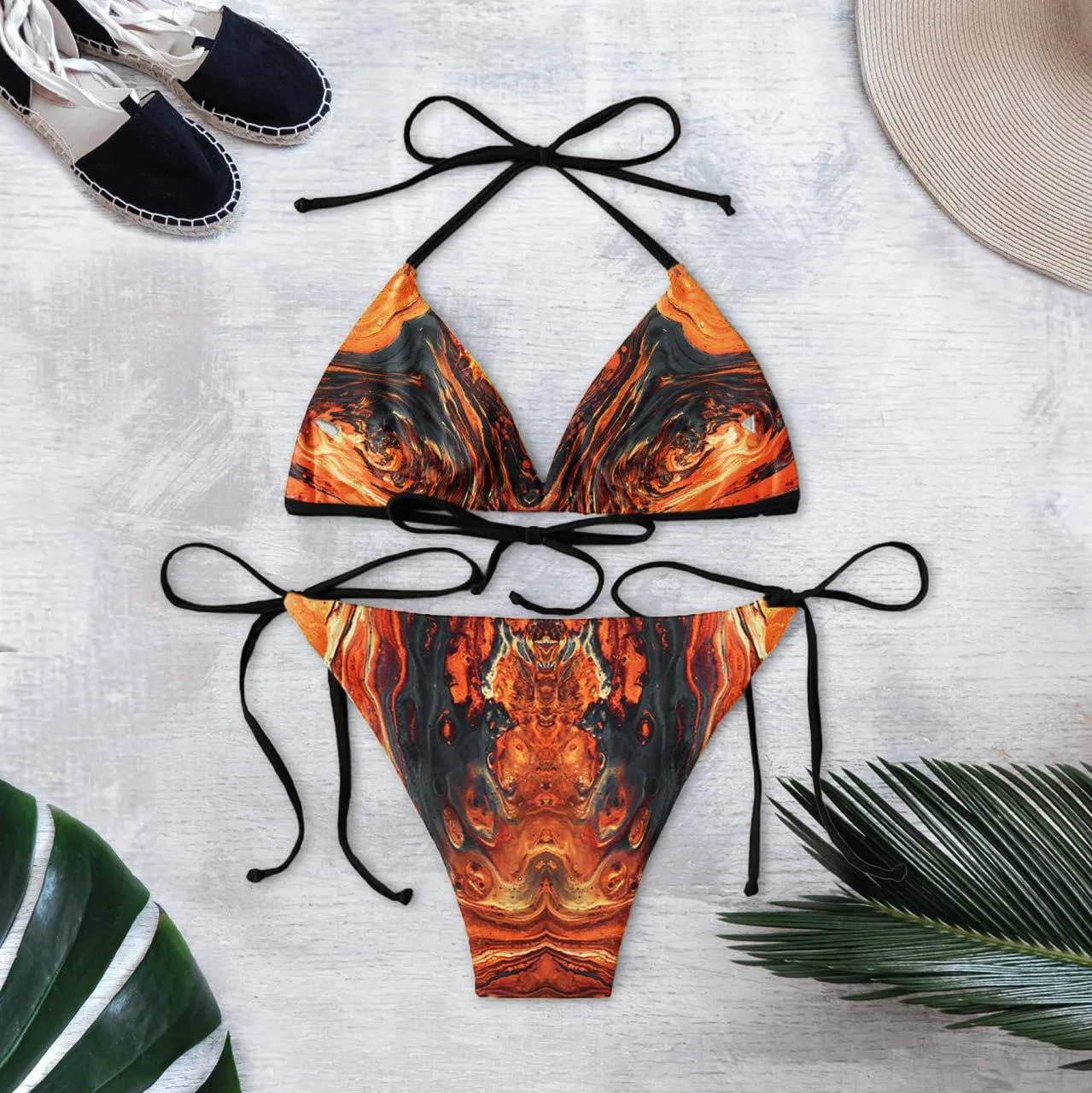 Hot Skull Gothic All Over Print Micro Triangle Bikini Swimsuit