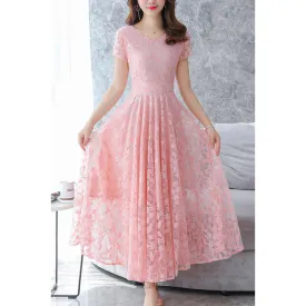Ketty More Women Short Sleeve Decorated Lace Party Dress-KMWDC420