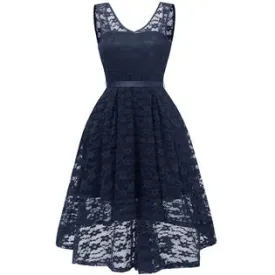 Ketty More Women Sleeveless Styles Lace Shoulder Round Hem Dress-KMWDC301