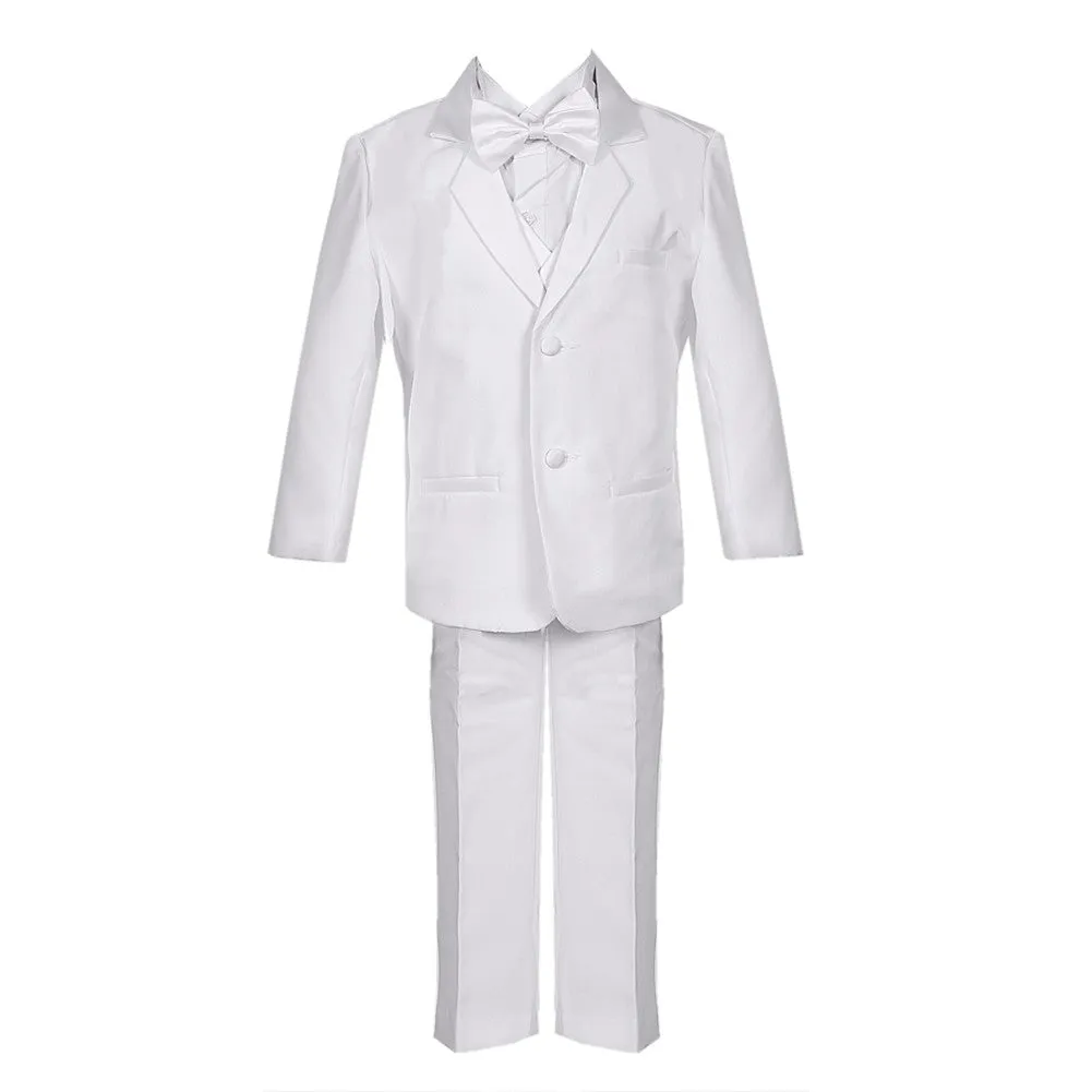 Little Boys White 5pc Classic Vest Jacket Pants Special Occasion Tuxedo Suit 2-7