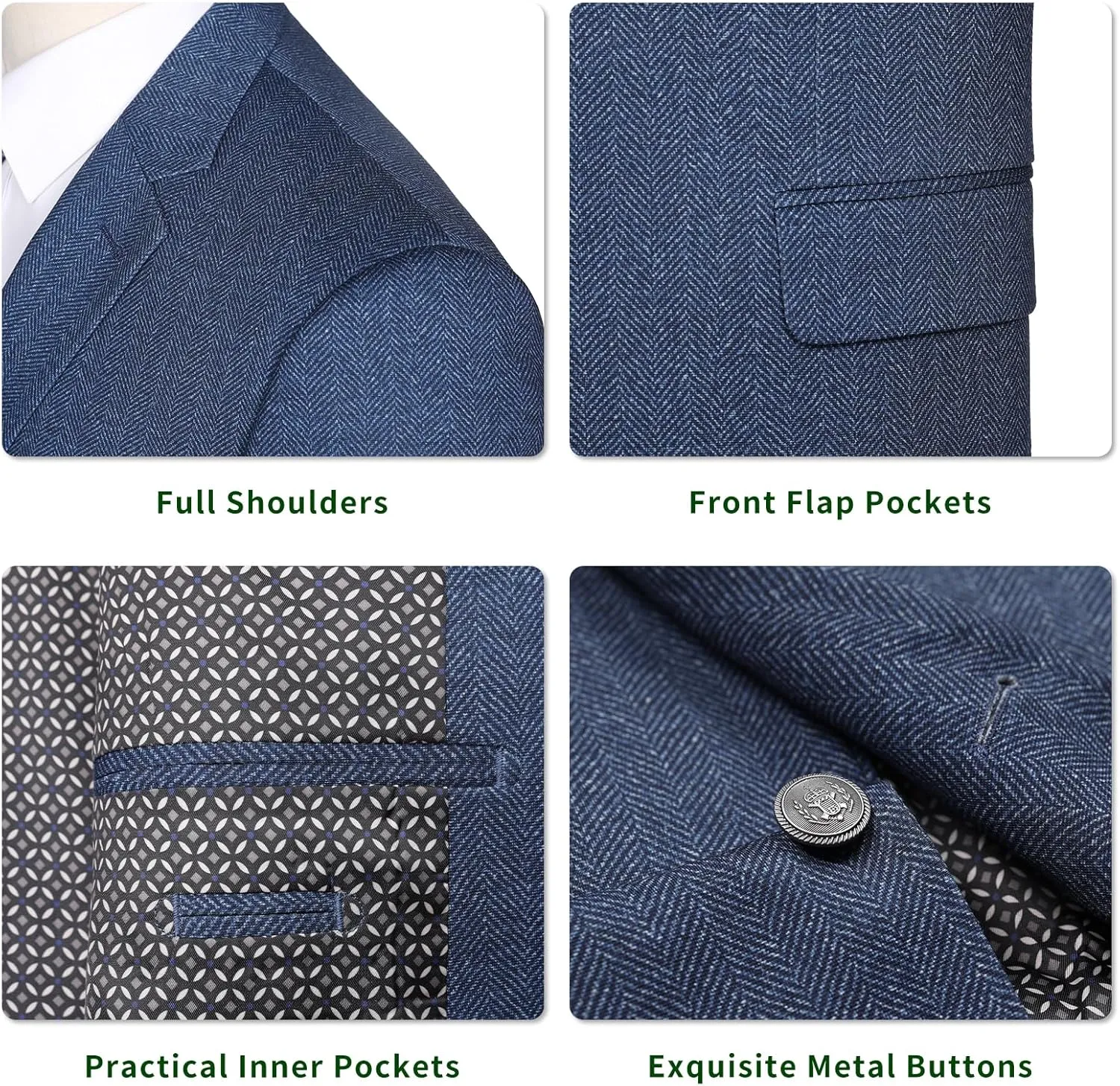 Men's Blazer Classic Fit Sport Coat 2 Button Notch Lapel Business Knit Suits Jacket